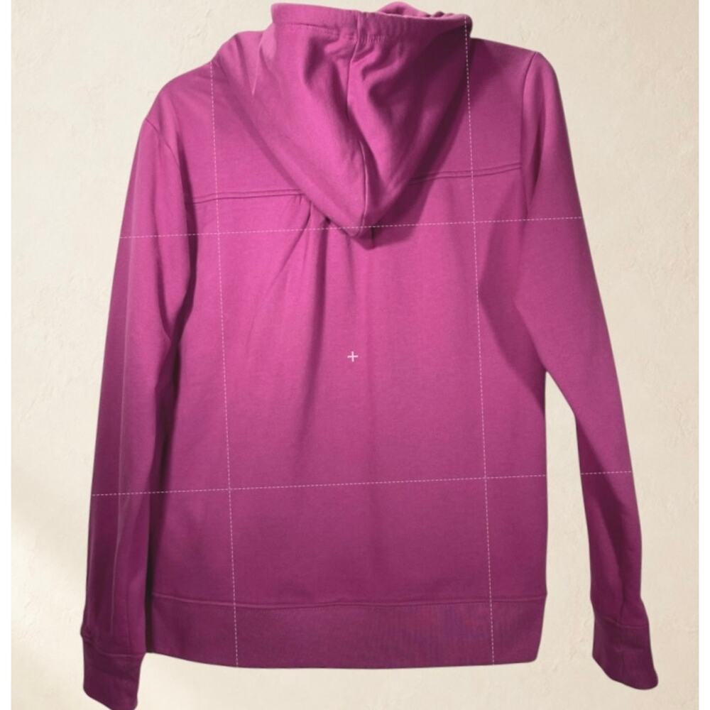 BCG Womens L Raspberry Full Zip Hoodie Gathered Yoke Plaid Lined Cotton Blend - Picture 4 of 7
